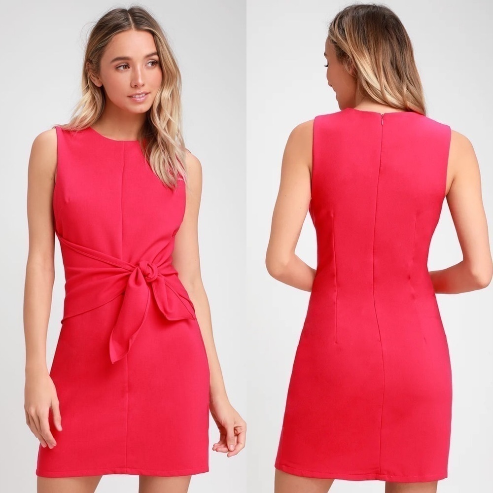 Lulus Aylin Tie-Front Sleeveless‎ Mini Dress in Fuchsia Size Small - Picture 8 of 8